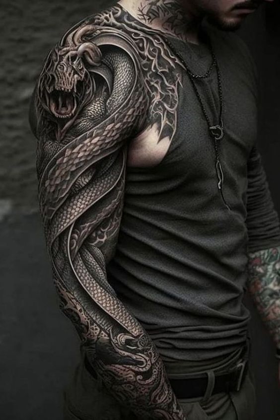 Dragon Men Tattoos 2024: Unleash Mythical Strength & Style on Skin