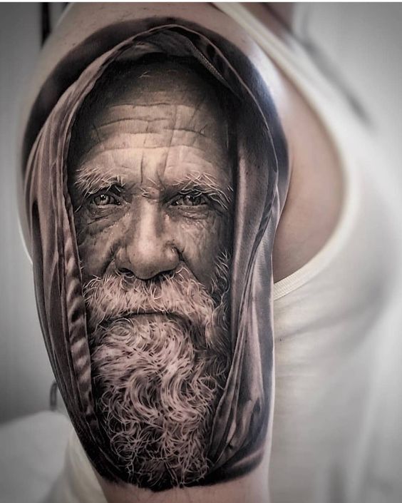 Explore Timeless Old Man Tattoo Designs 2024 | Inked Wisdom Portraits