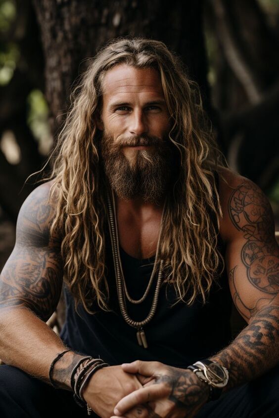 18 Ideas Men with Long Hair and Beards in Bohemian, Rugged, and Anime Looks