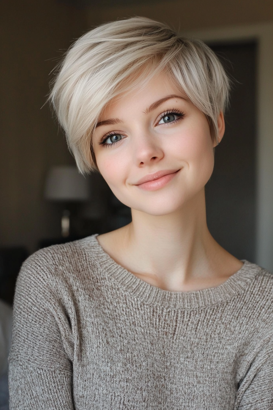 1. Ashy Layered Pixie (Long Pixie Cuts) - Long Pixie Cuts