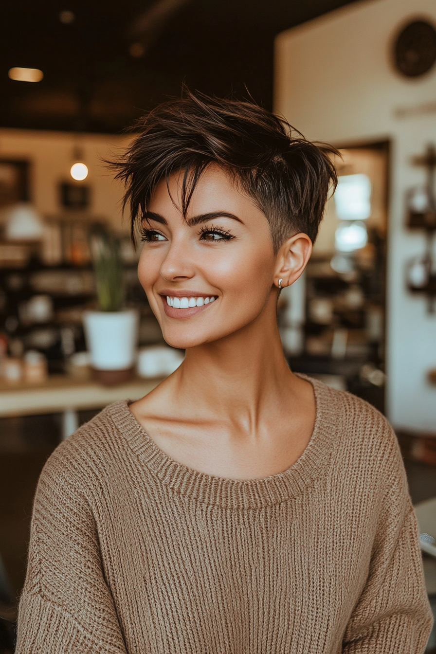 11. Chocolate Brown Pixie with Undercut (Very Short Pixie Haircuts) - Very Short Pixie Haircuts