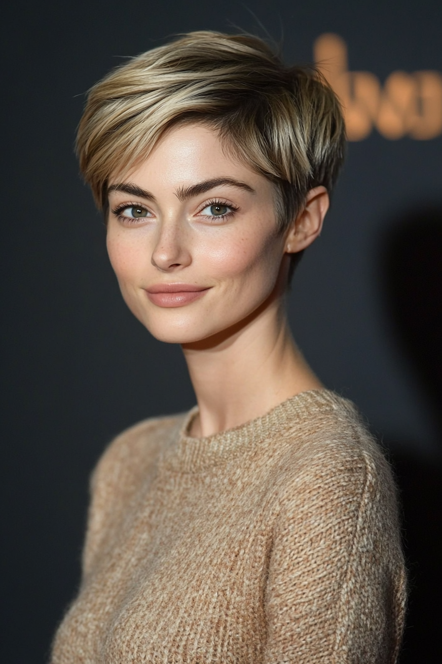 13. Sandy Blonde Sleek Pixie (Long Pixie Cuts) - Long Pixie Cuts