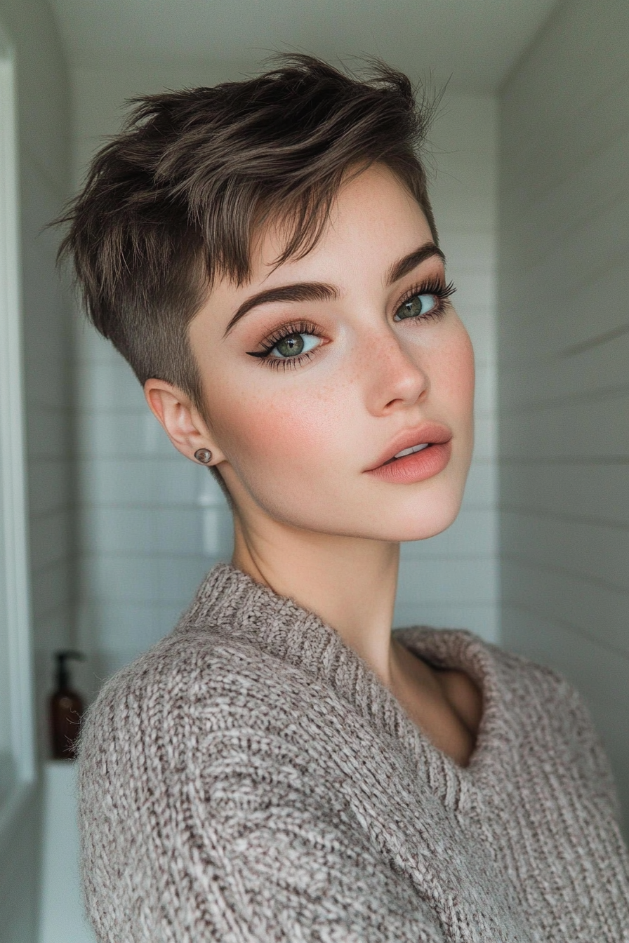 14. Graphite Pixie with Shaved Details (Very Short Pixie Haircuts) - Very Short Pixie Haircuts