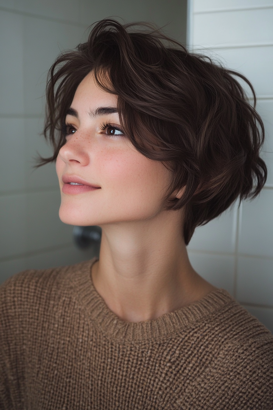 2. Chocolate Textured Pixie (Long Pixie Cuts) - Long Pixie Cuts