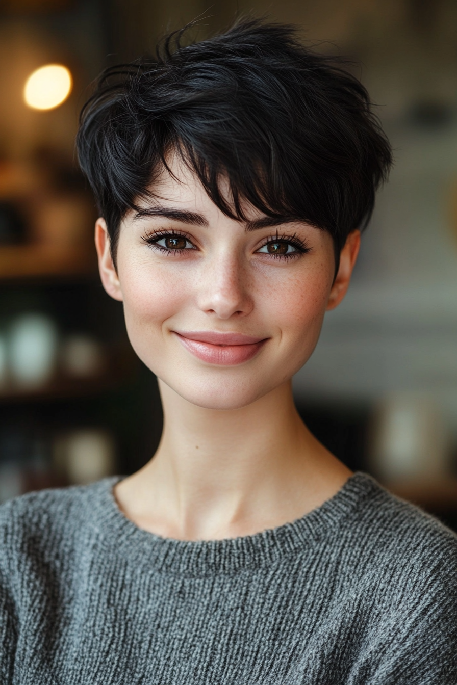 2. Textured Charcoal Pixie (Very Short Pixie Haircuts) - Very Short Pixie Haircuts