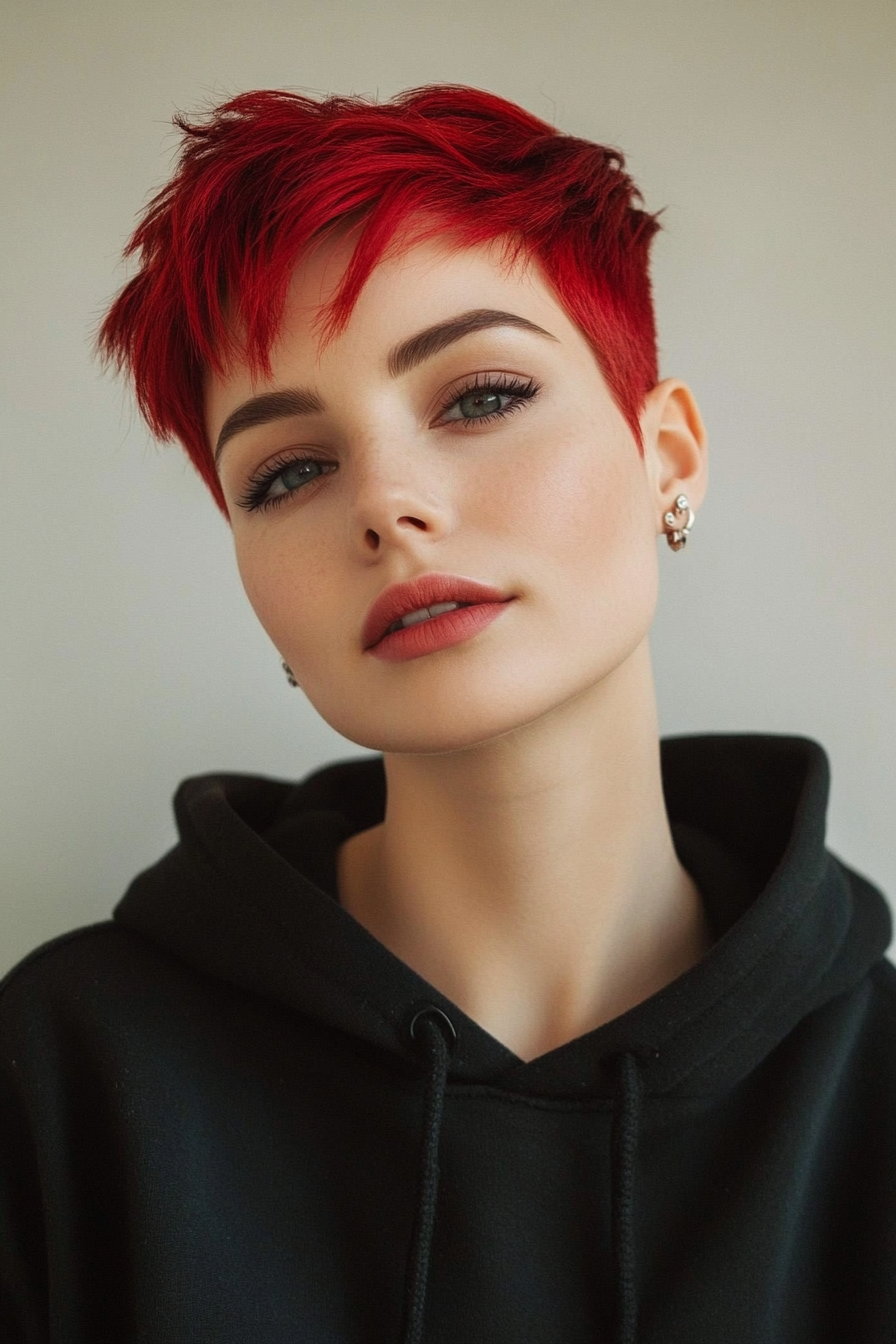20. Edgy Red Pixie with Undercut (Very Short Pixie Haircuts) - Very Short Pixie Haircuts