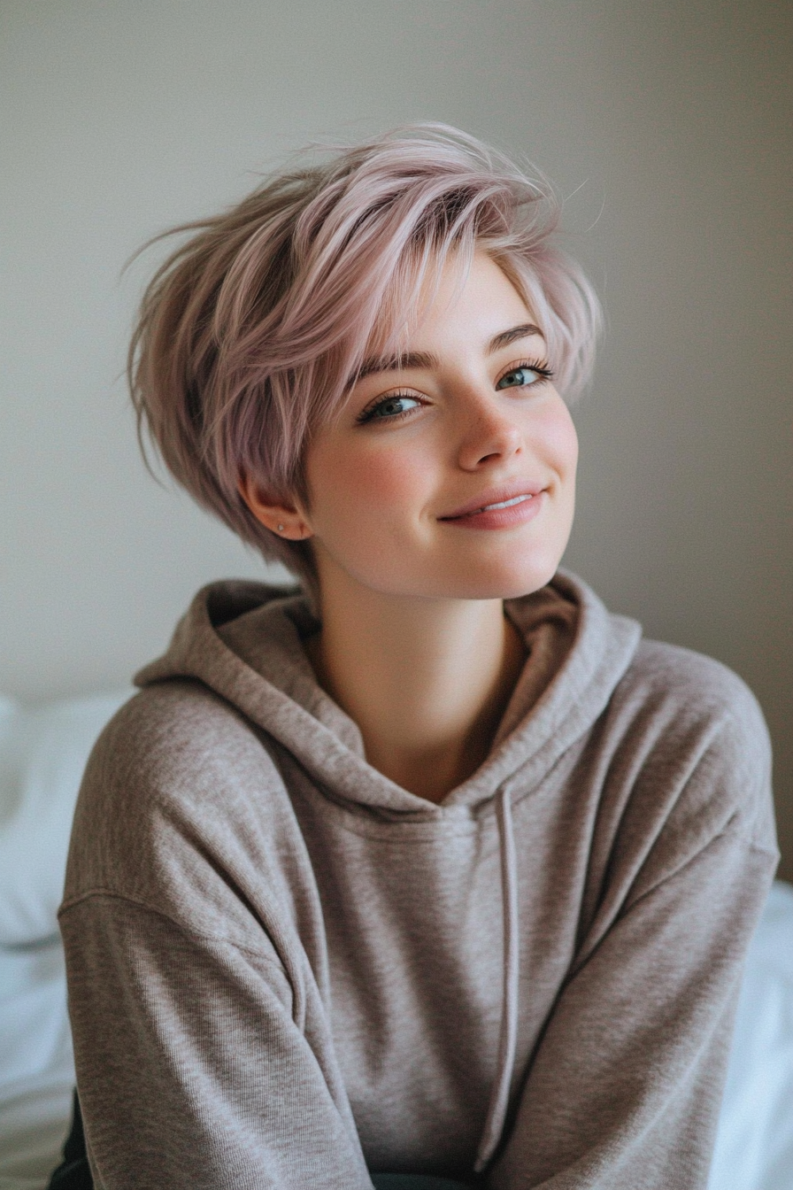 20. Mauve Shaggy Pixie (Long Pixie Cuts) - Long Pixie Cuts