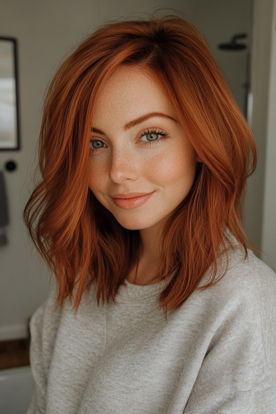 21. Long Bob with Subtle Red Undertones (Long Bob Hairstyles) - Long Bob Hairstyles