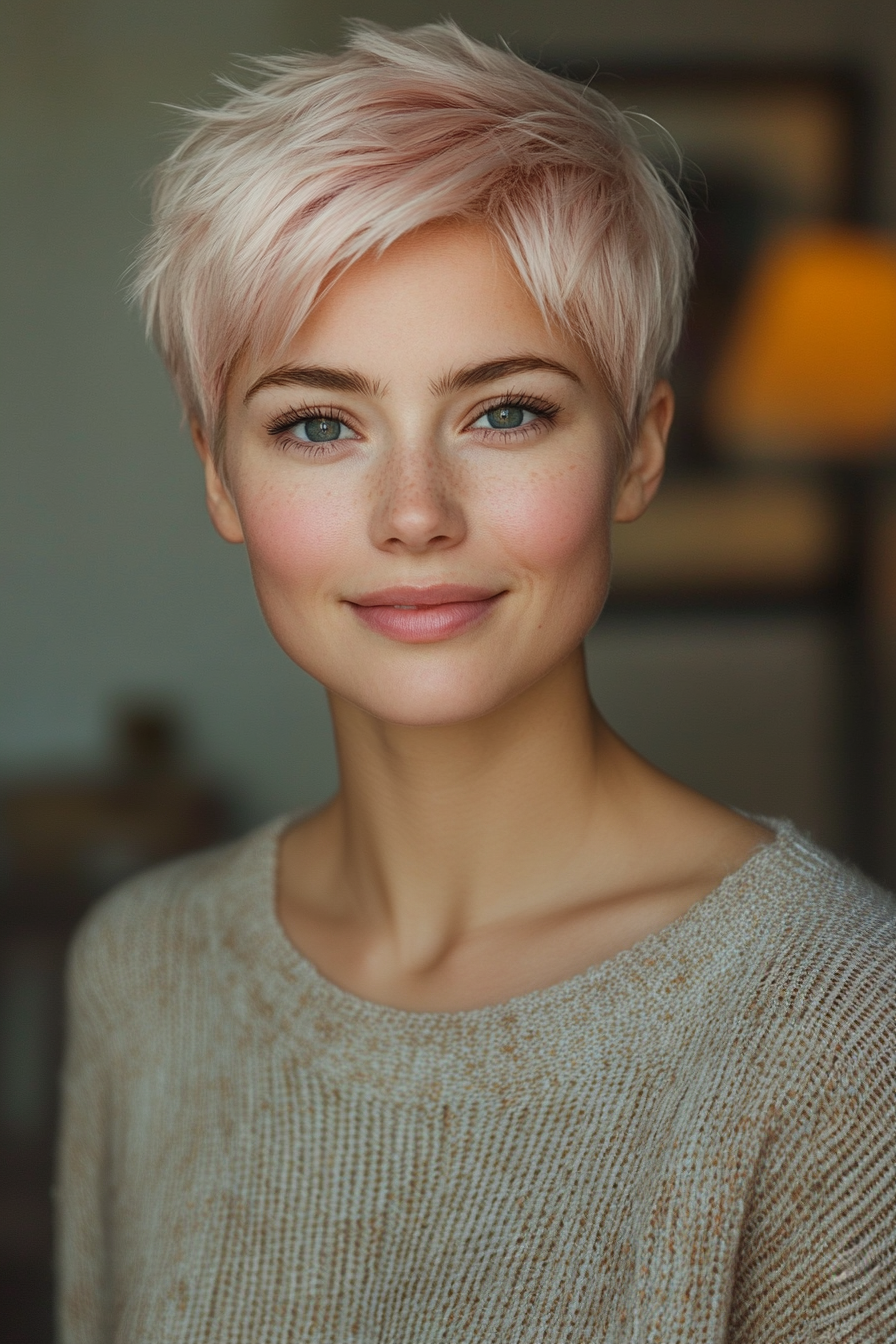 22. Pastel Pink Shaved Pixie (Very Short Pixie Haircuts) - Very Short Pixie Haircuts