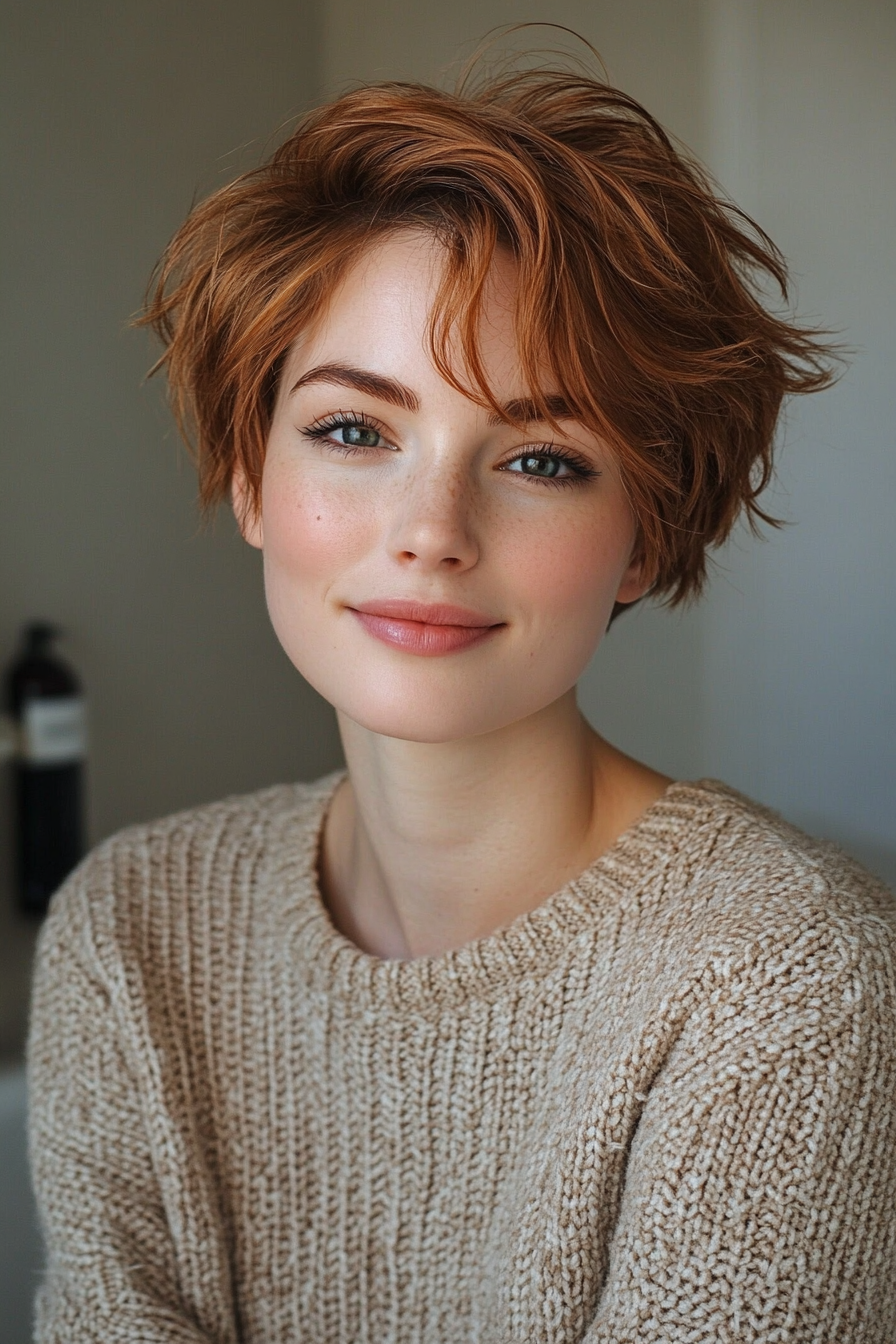 23. Honey Brown Layered Pixie (Long Pixie Cuts) - Long Pixie Cuts