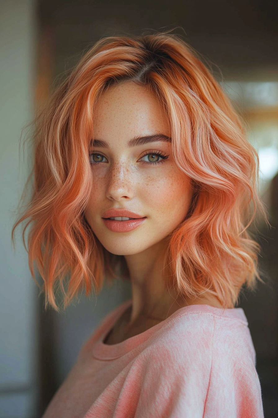 23. Wavy Lob with Sunset Balayage (Long Bob Hairstyles) - Long Bob Hairstyles