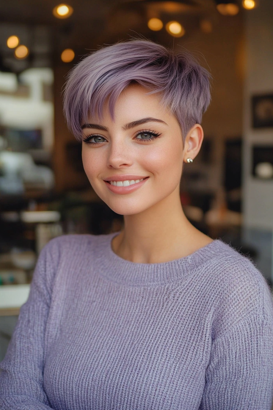 24. Smoky Lilac Layered Pixie (Very Short Pixie Haircuts) - Very Short Pixie Haircuts