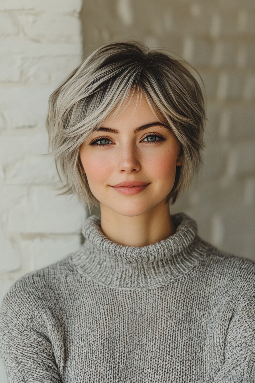 26. Pewter Pixie with Fringe (Long Pixie Cuts) - Long Pixie Cuts