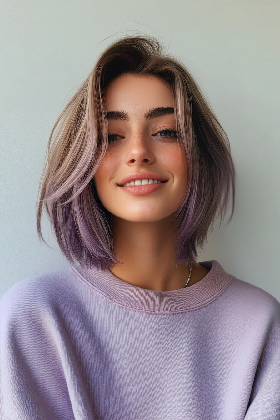 26. Straight Lob with Lavender Undertones (Long Bob Hairstyles) - Long Bob Hairstyles