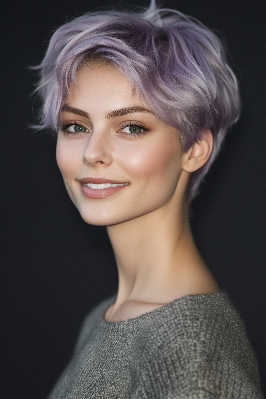 27. Iridescent Lavender Pixie (Long Pixie Cuts) - Long Pixie Cuts