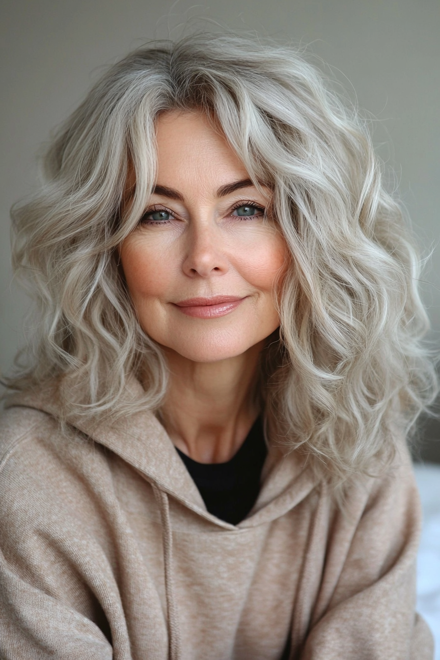 27. Messy Curls with Soft Framing in Sandy Blonde (Short Curly Hairstyles For Older Women) - Short Curly Hairstyles For Older Women