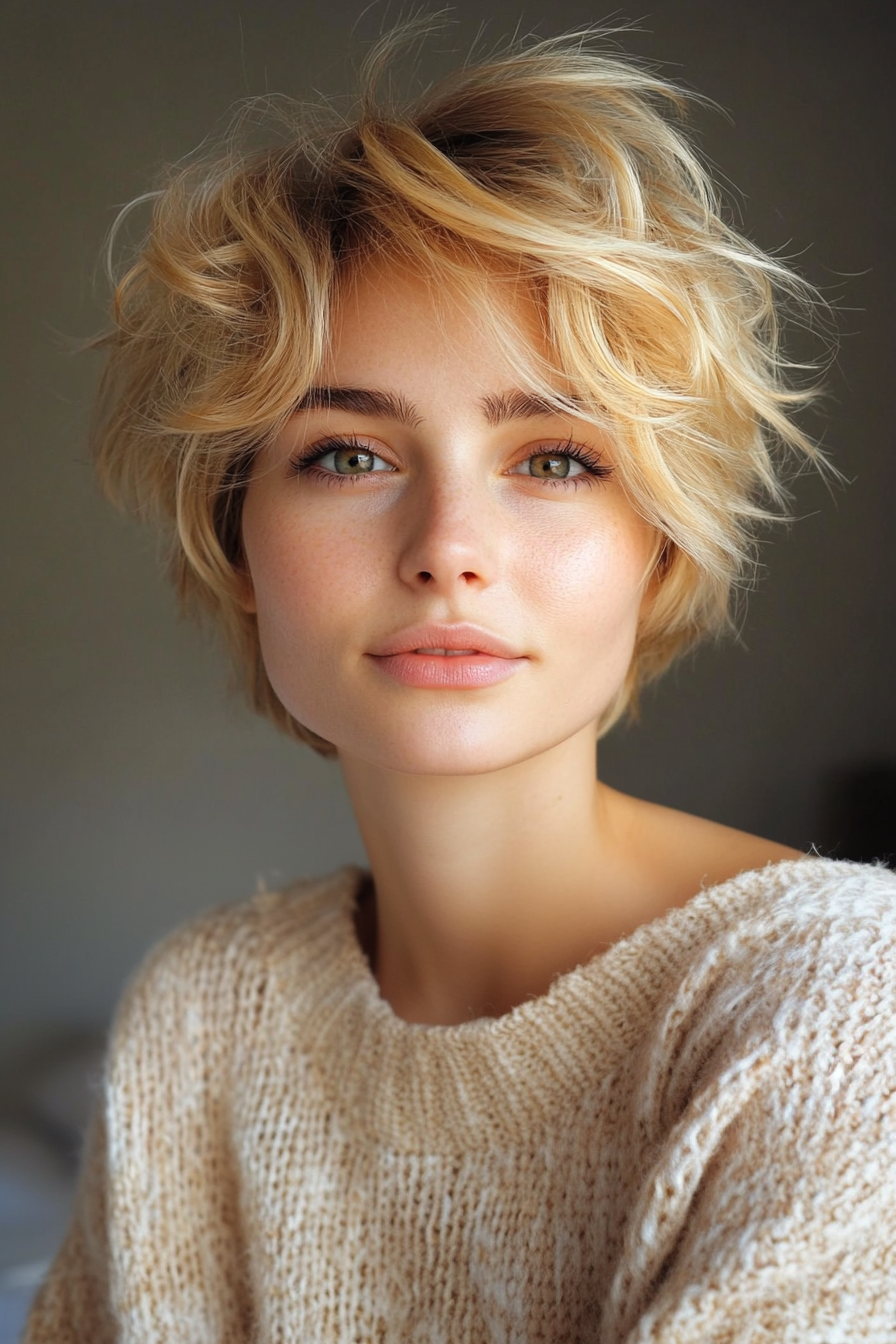 30. Champagne Blonde Tousled Pixie (Long Pixie Cuts) - Long Pixie Cuts