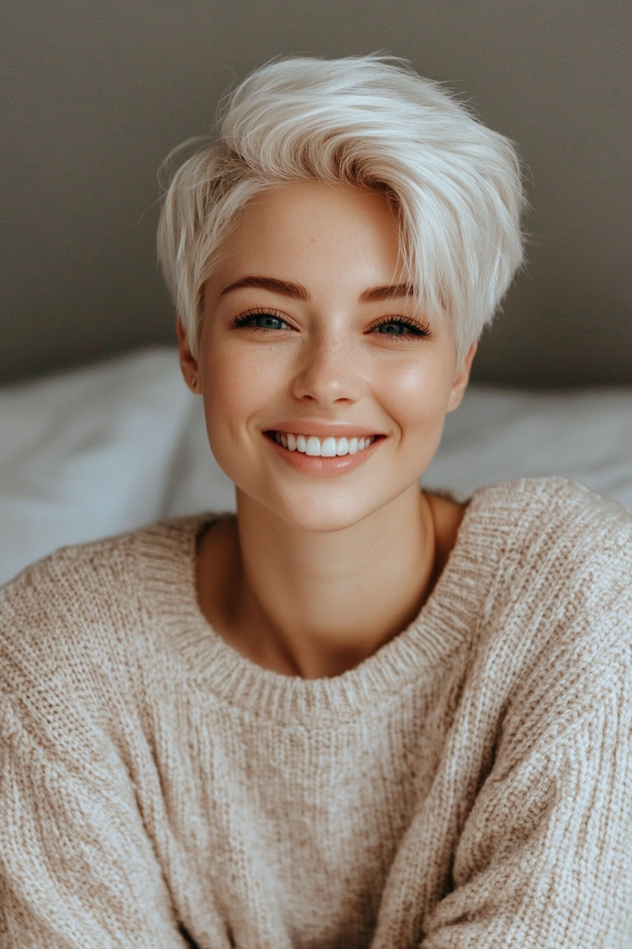 32. White Blonde Pixie with Undercut Accent (Very Short Pixie Haircuts) - Very Short Pixie Haircuts