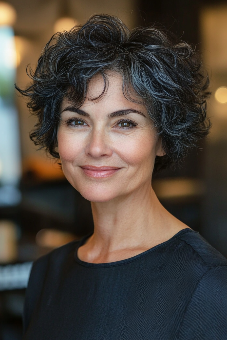 33. Tight Curly Pixie in Midnight Black (Short Curly Hairstyles For Older Women) - Short Curly Hairstyles For Older Women