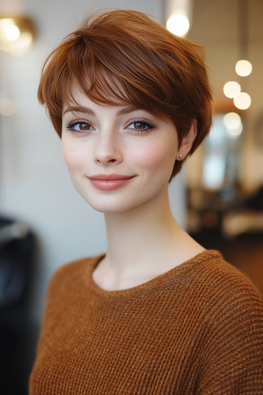 4. Chestnut Swept Pixie (Long Pixie Cuts) - Long Pixie Cuts