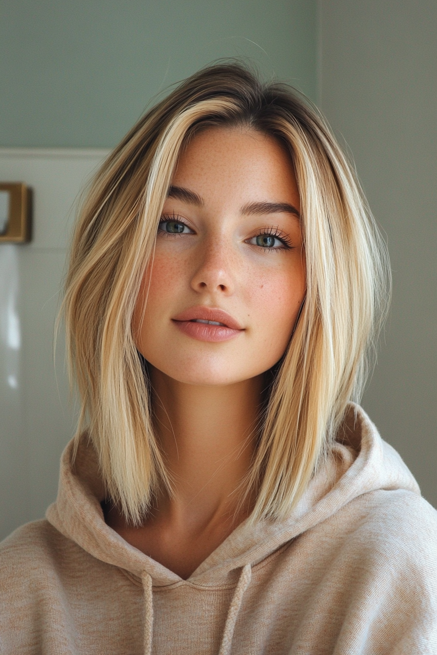 5. Classic Blunt Lob in Honey Blonde (Long Bob Hairstyles) - Long Bob Hairstyles