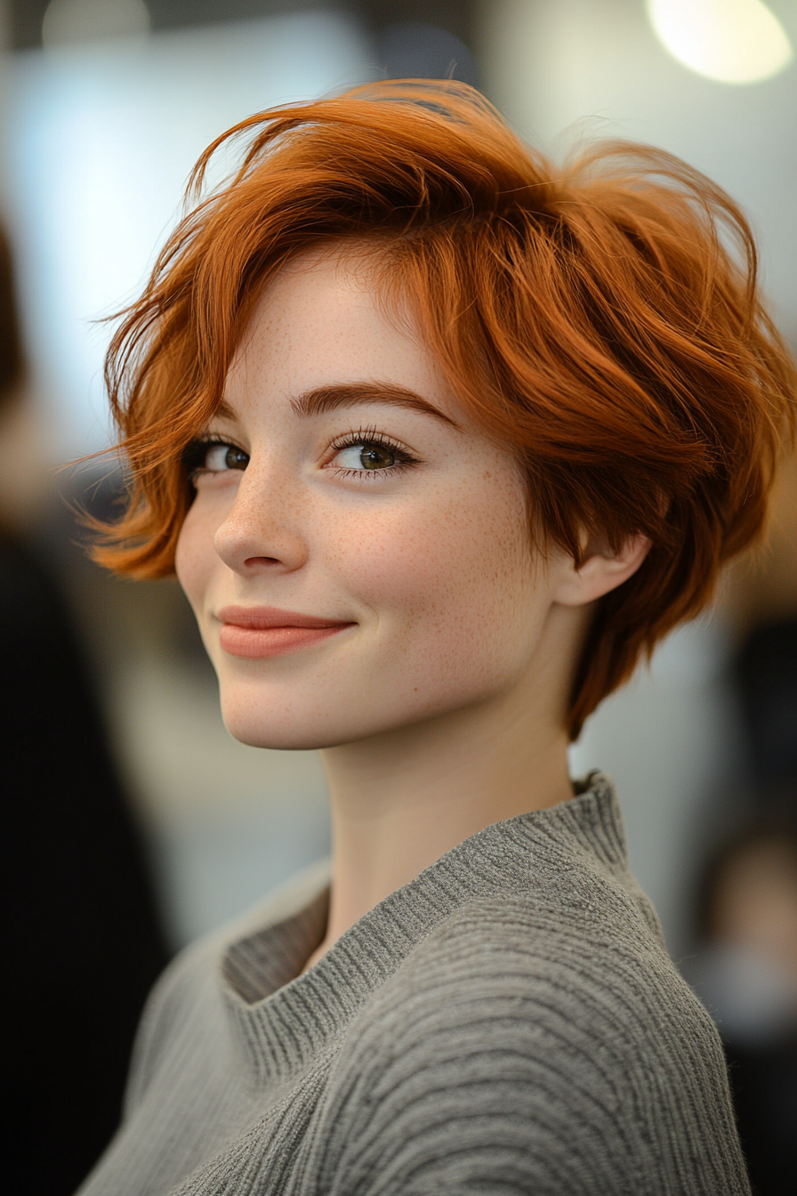 6. Textured Auburn Pixie (Long Pixie Cuts) - Long Pixie Cuts