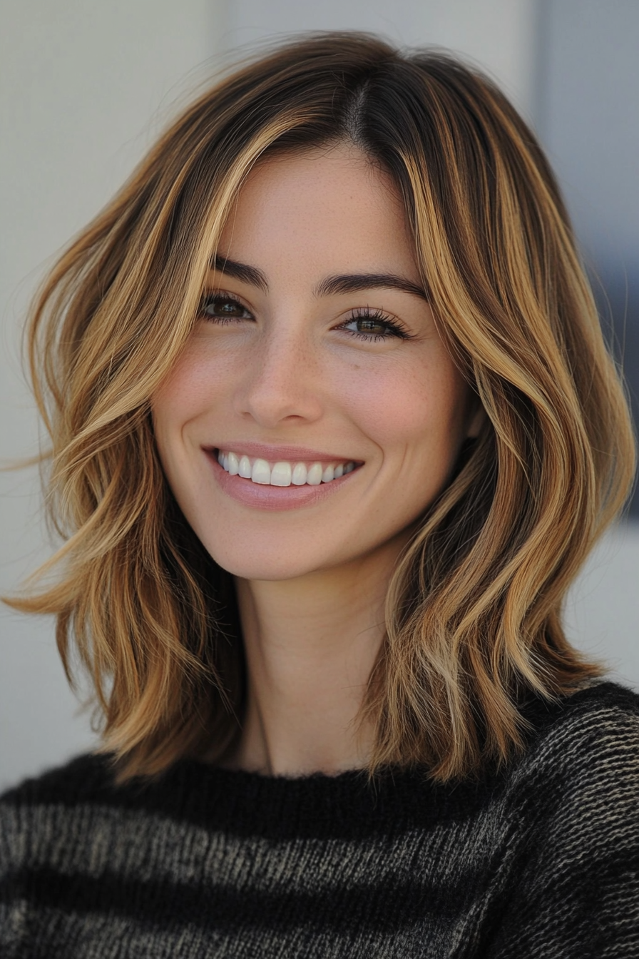 6. Wispy Lob with Balayage (Long Bob Hairstyles) - Long Bob Hairstyles