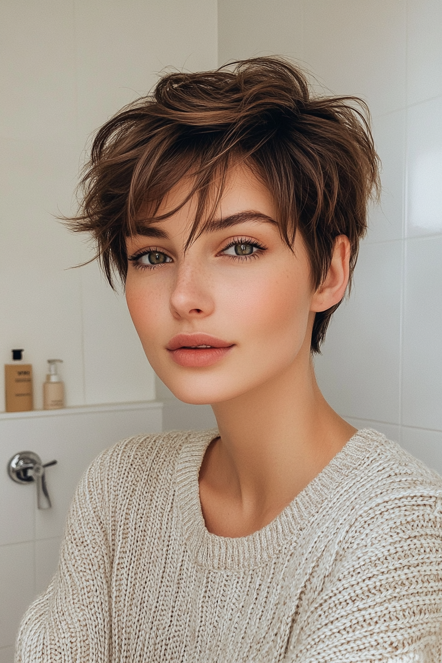 8. Tousled Brunette Pixie (Very Short Pixie Haircuts) - Very Short Pixie Haircuts