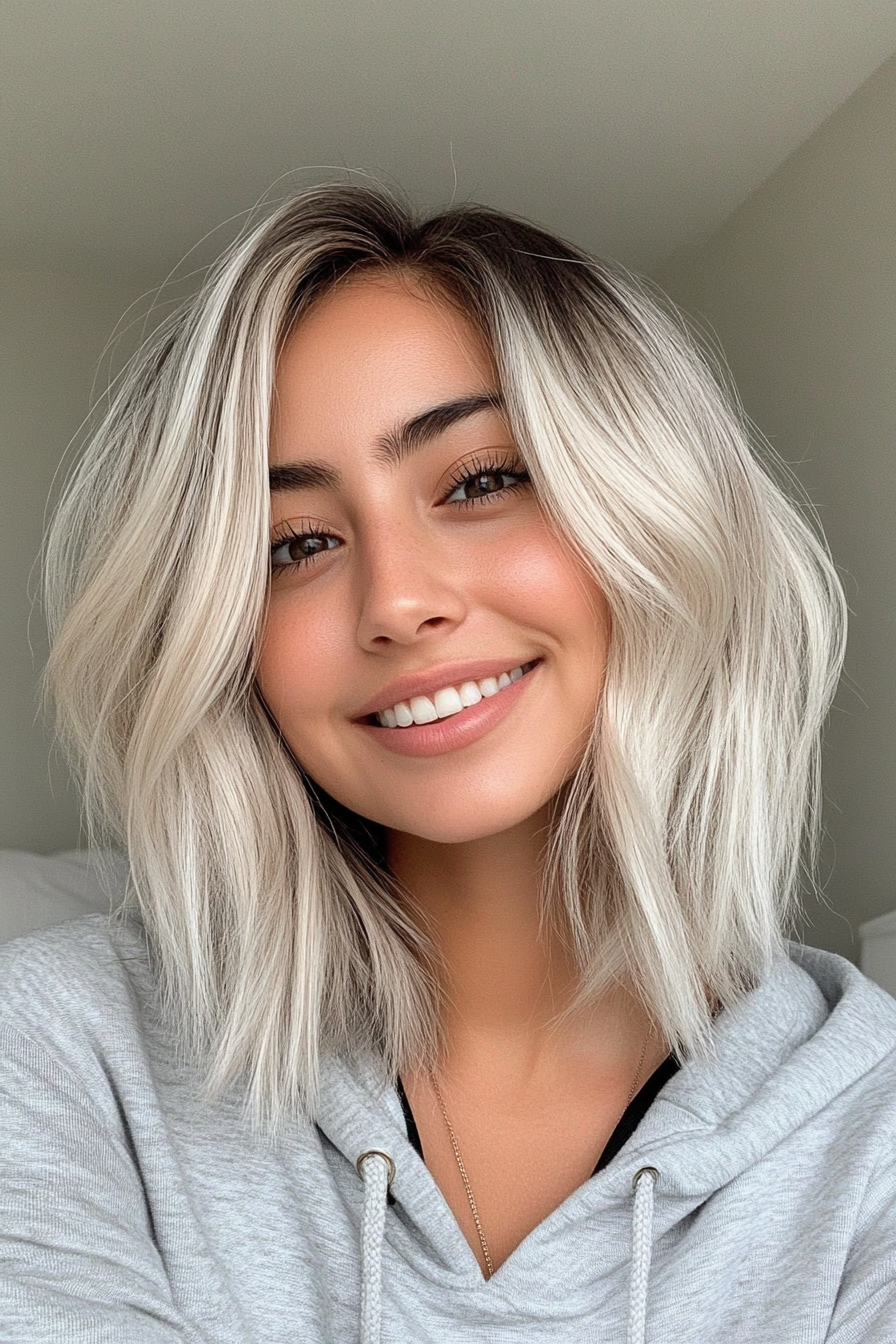 8. Voluminous Lob with Platinum Ends (Long Bob Hairstyles) - Long Bob Hairstyles