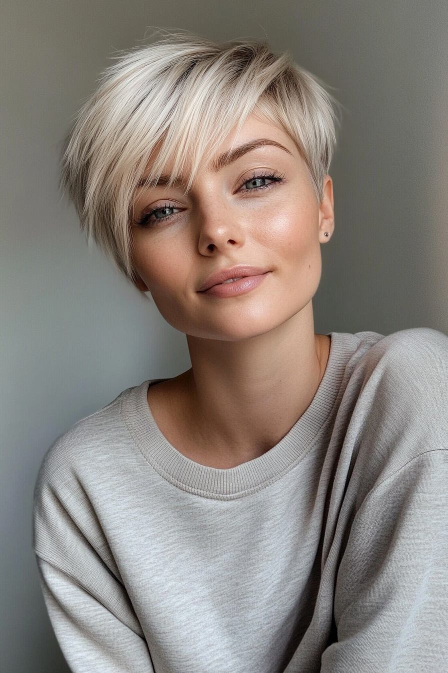 9. Ash Blonde Pixie with Side Sweep (Very Short Pixie Haircuts) - Very Short Pixie Haircuts
