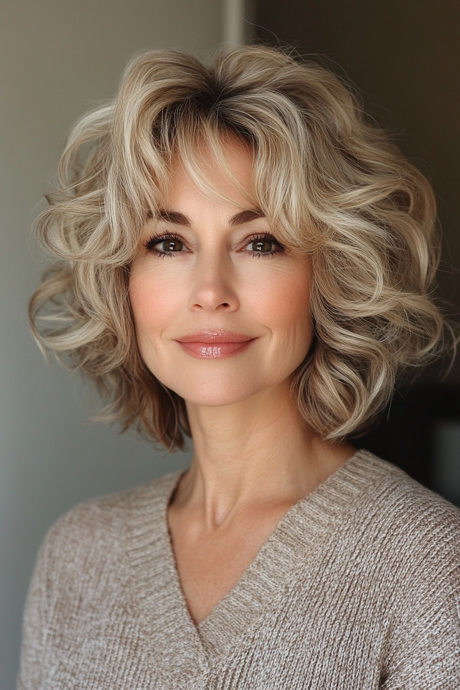 9. Short Curly Bob with Soft Layers for Spring (Short Curly Hairstyles For Older Women) - Short Curly Hairstyles For Older Women