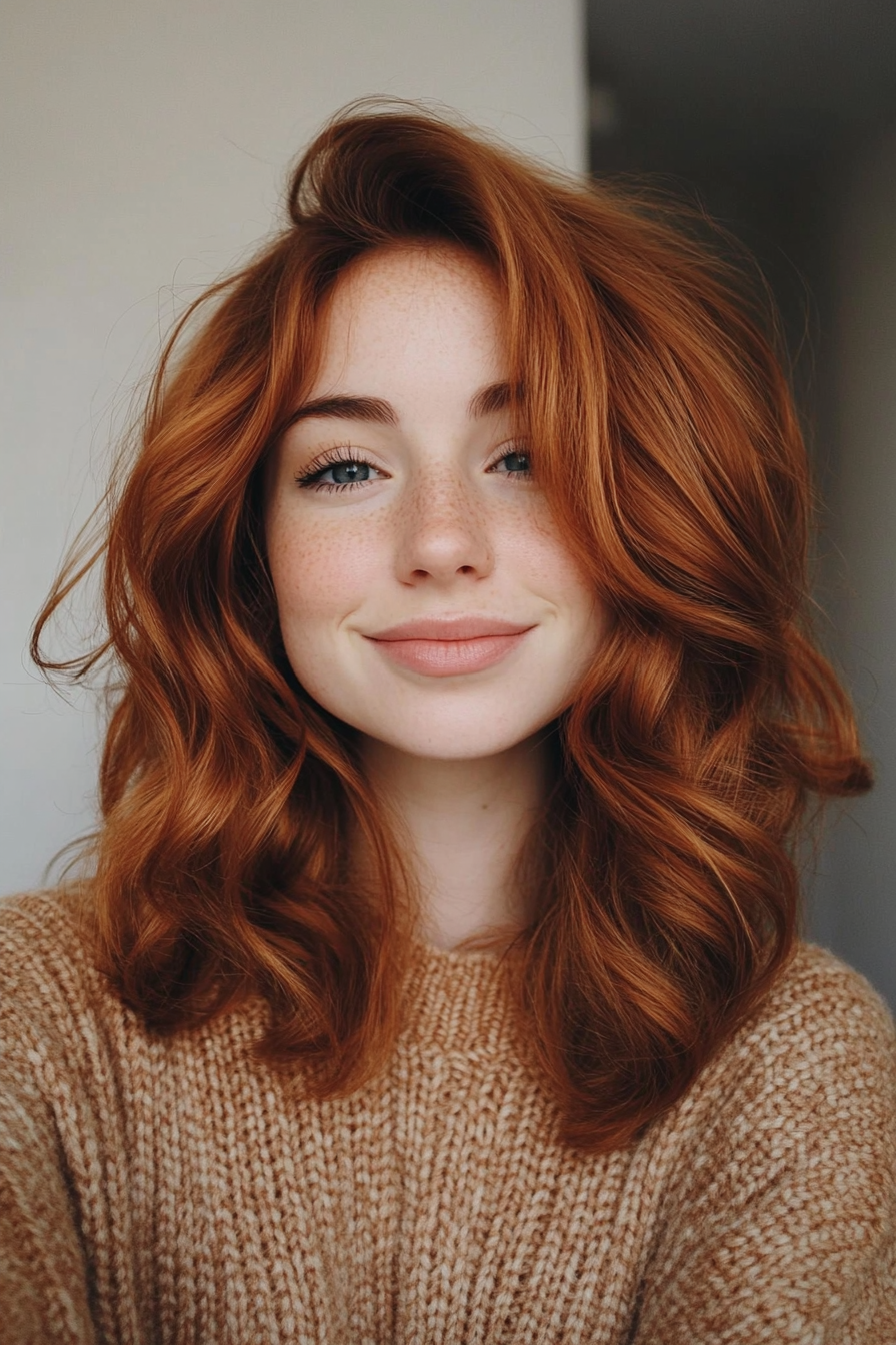 9. Soft Curls Lob in Warm Auburn (Long Bob Hairstyles) - Long Bob Hairstyles