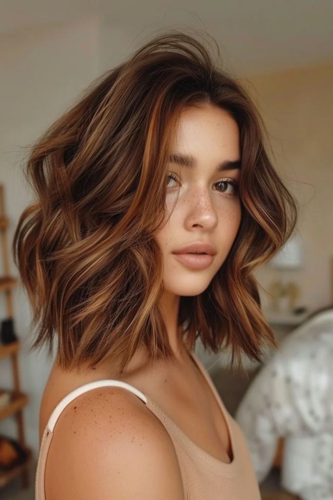 Stunning Warm Brown Balayage with Caramel Highlights for a Soft and Natural Look in 2025